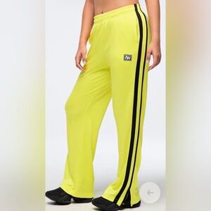 Zumba Neon Yellow Track Pants with Black Stripes